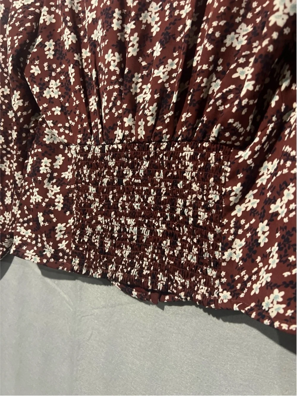 Abercrombie Top Women’s M Burgundy Sweetheart Button Front Long Sleeve Boho
